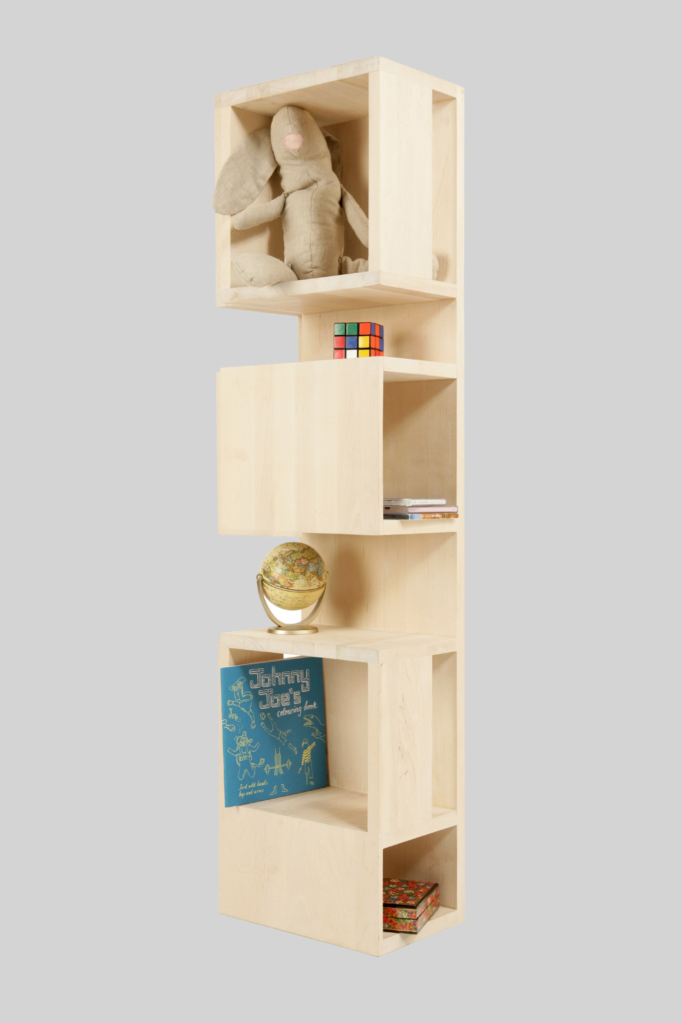 Nonjetable-Bibliothèque-Murale-Secret-Shelf-Bouleau-Massif-Brut-Verticale-02