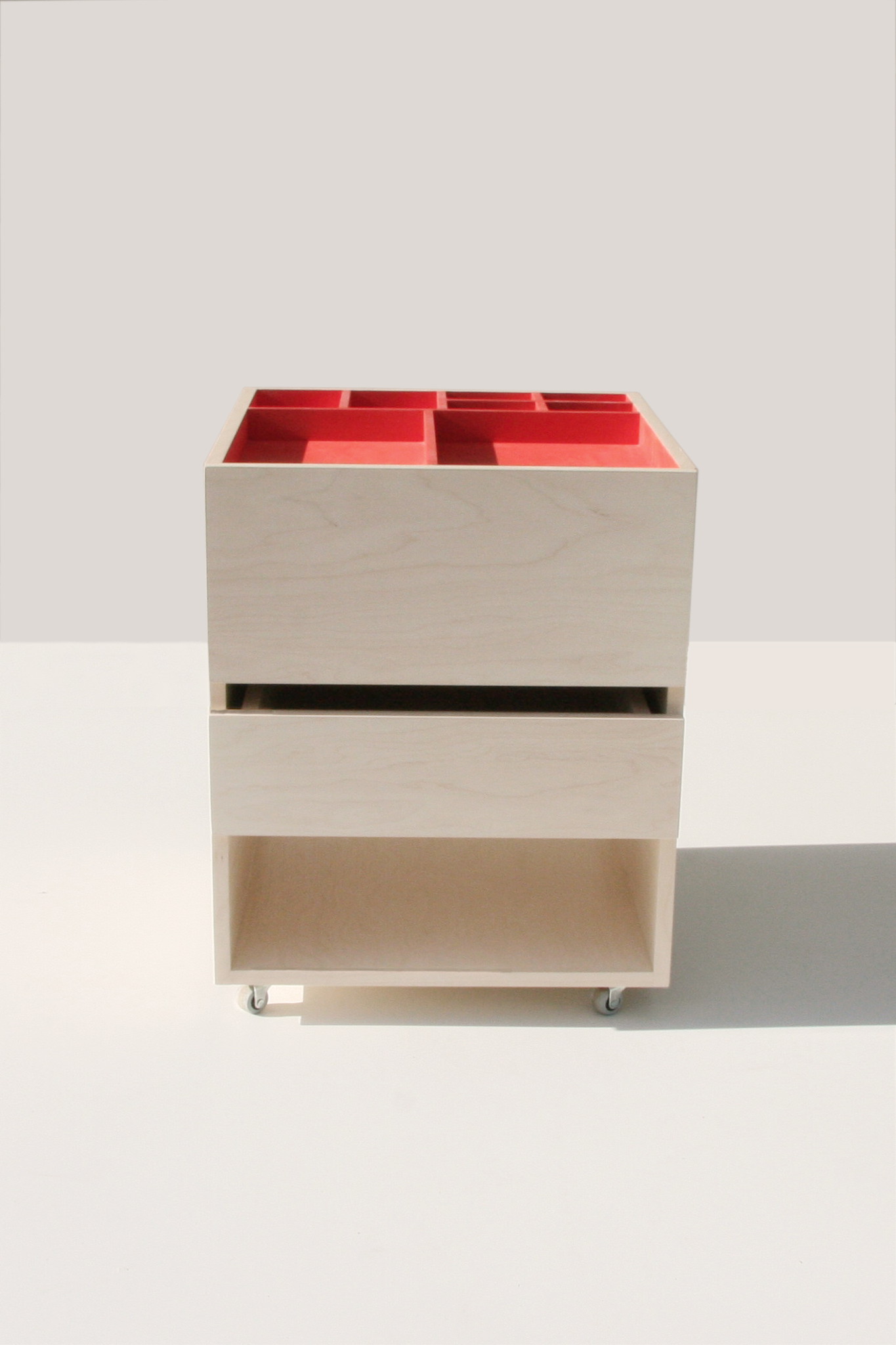 Nonjetable-Caisson-de-Bureau-en-Bouleau-Blanc-Rangements-Rouge